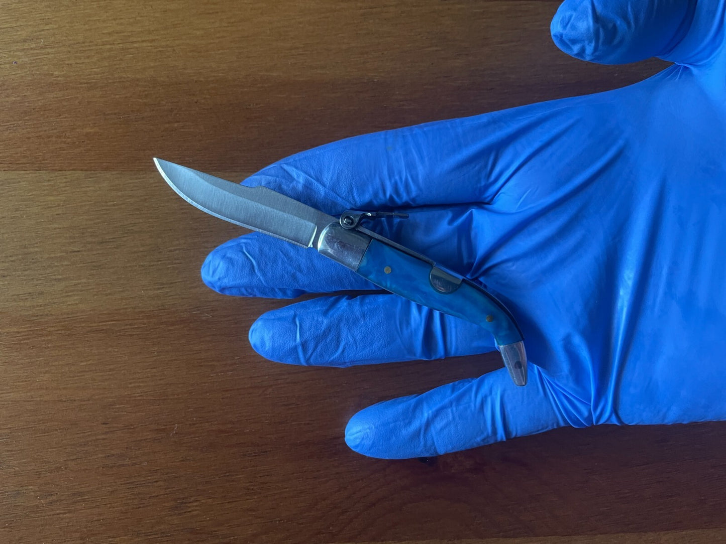 2” Spanish Navaja Teja Albacete Pocket Knife Blue Celluloid Scales From Spain