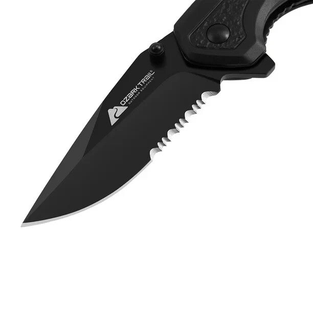 2.8" Blade Ozark Trail Folding Knife High-Quality Aluminum Handle Pocket Clip