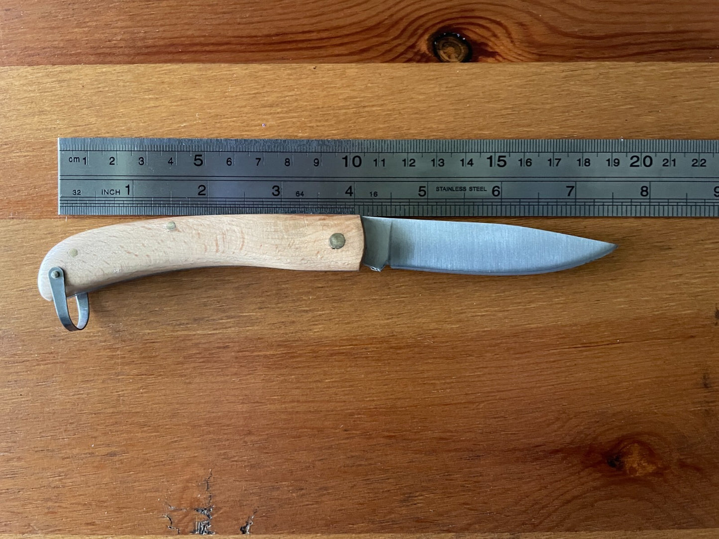 3.14" Campaign Piston Navaja Pocket Knife Light Wood and Ring from Spain