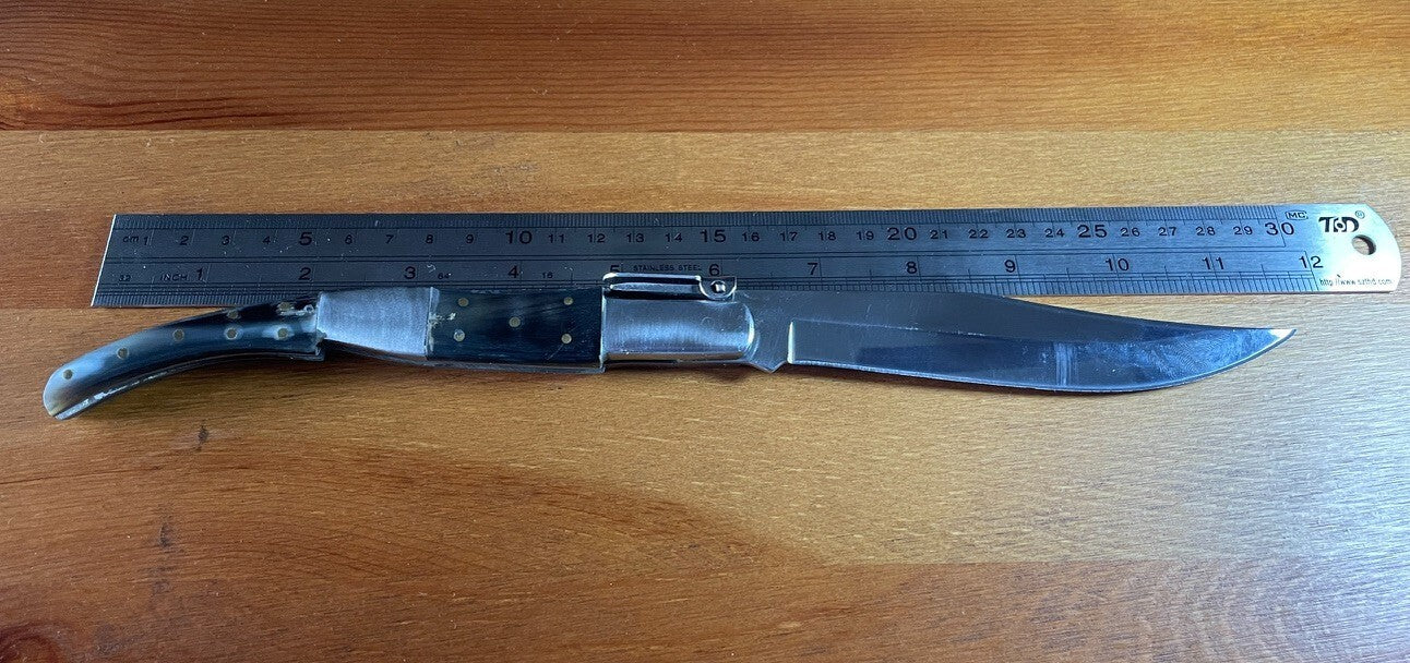 5.3" Arabian Style Navaja Folding Pocket Knife Bull Horn Scales With Ratchet
