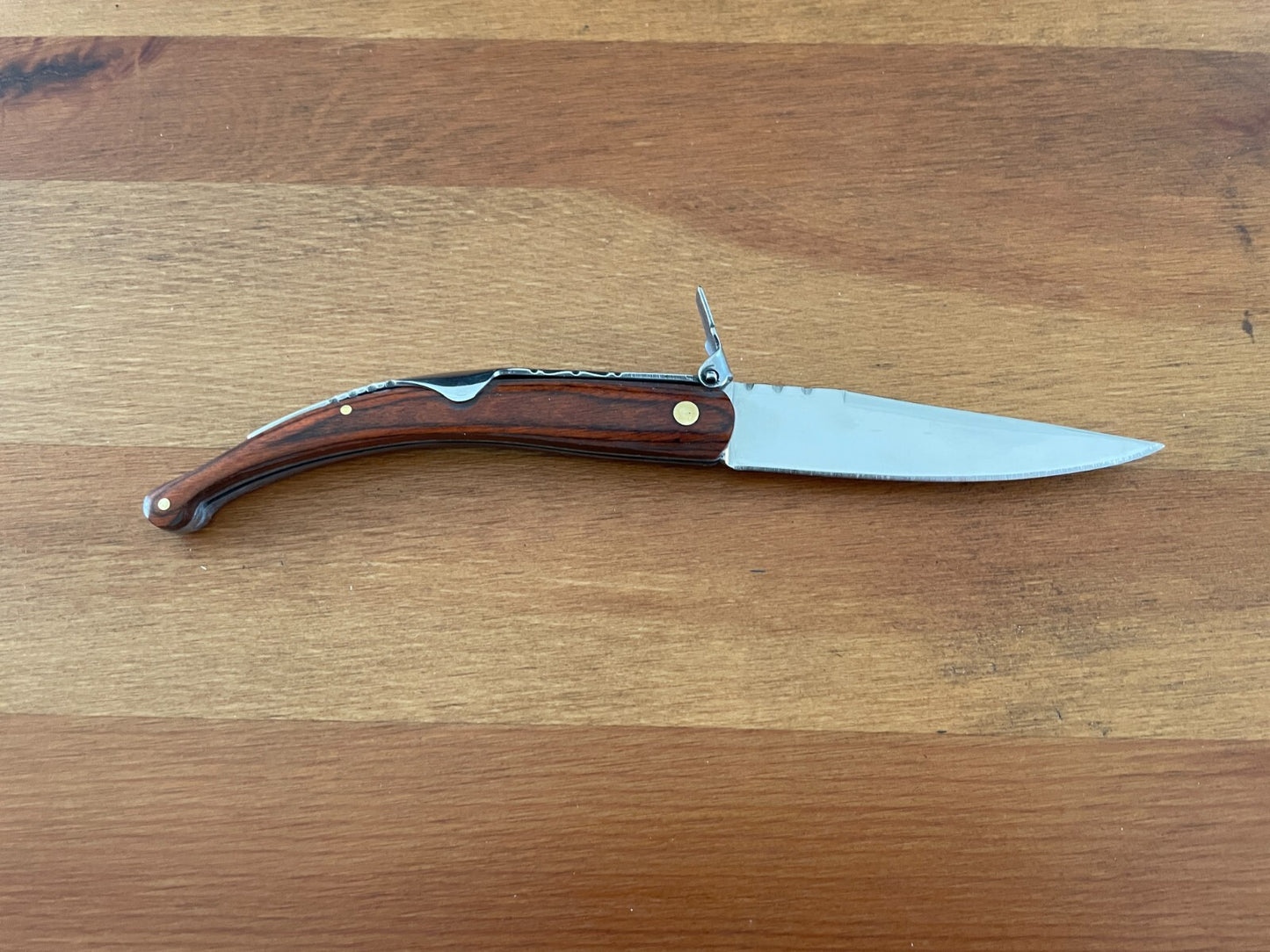 3.34 in. Spanish Navaja Folding Pocket Knife Red Stamina Wood Handle From Spain