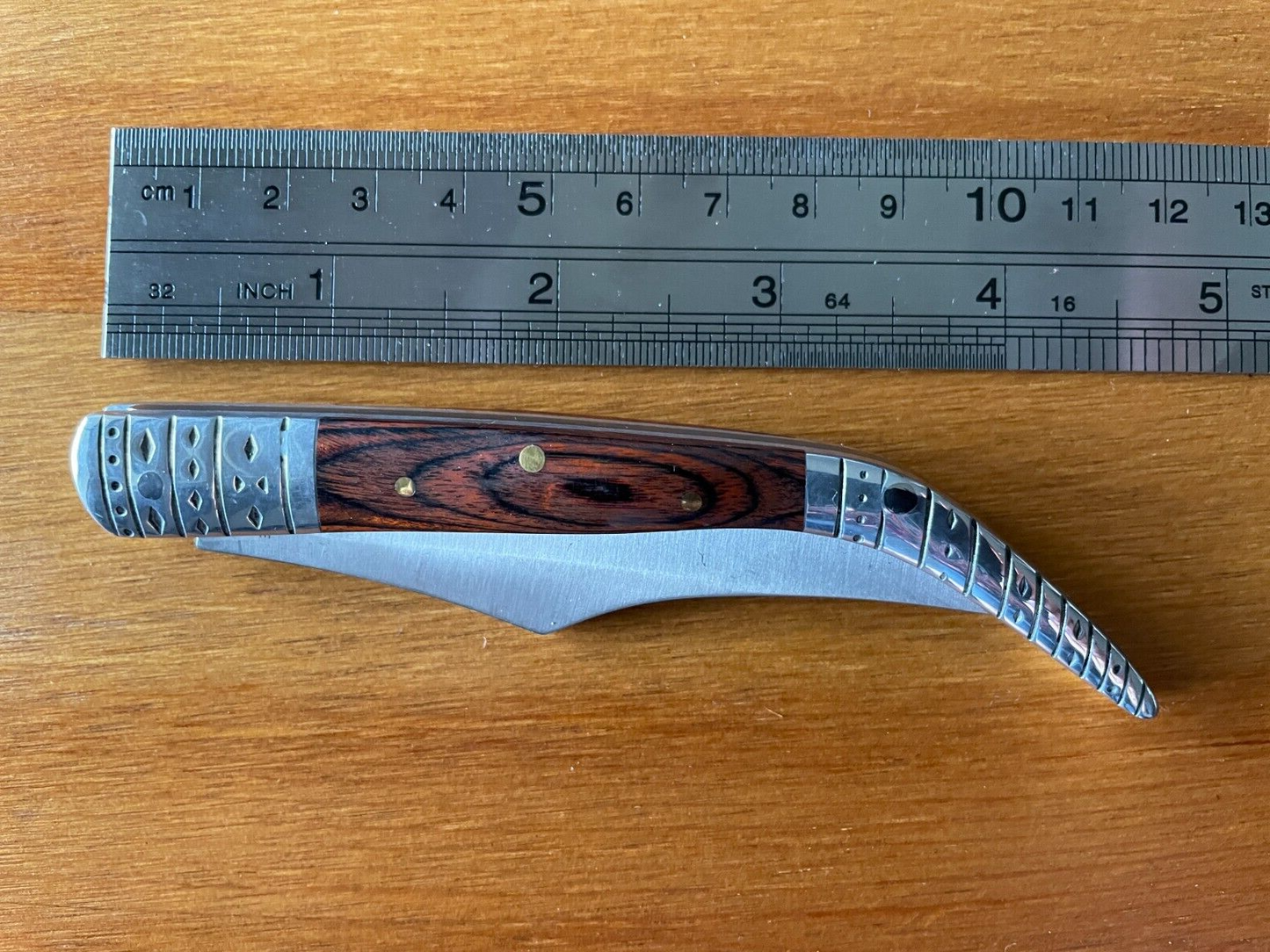 3.5" Arabian Style Pocket Knife Red Wood Handle Spanish Navaja - USA Seller