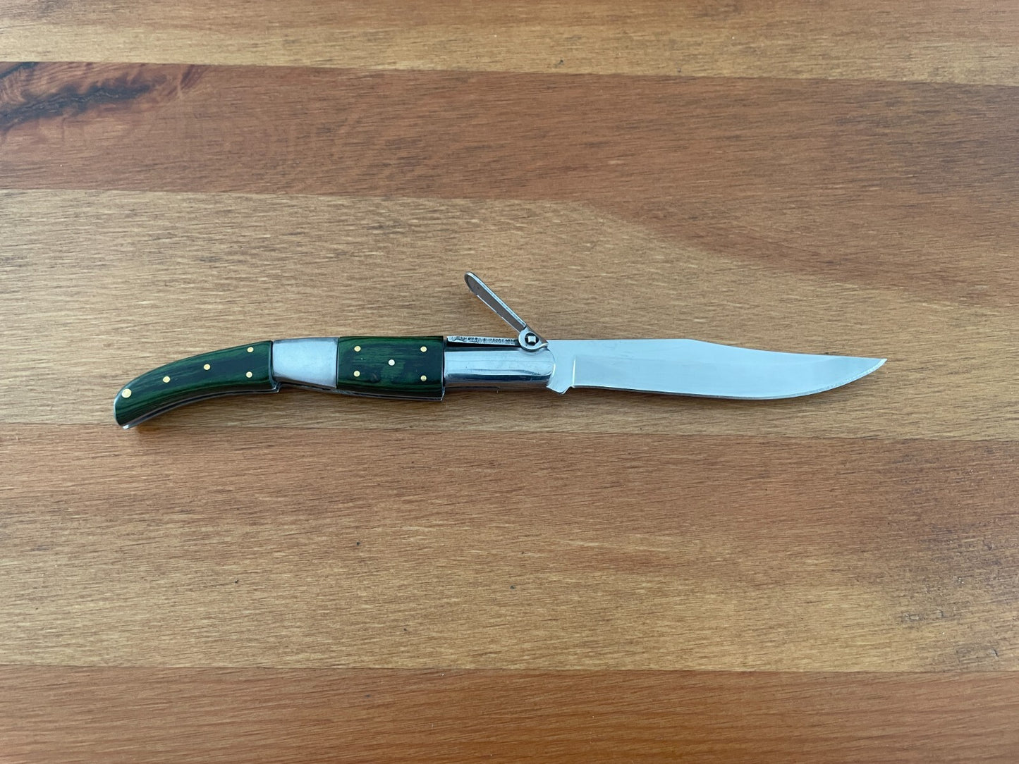 3.14" Arabian Folding Pocket Knife Green Wood Scales Navaja Handcrafted in Spain