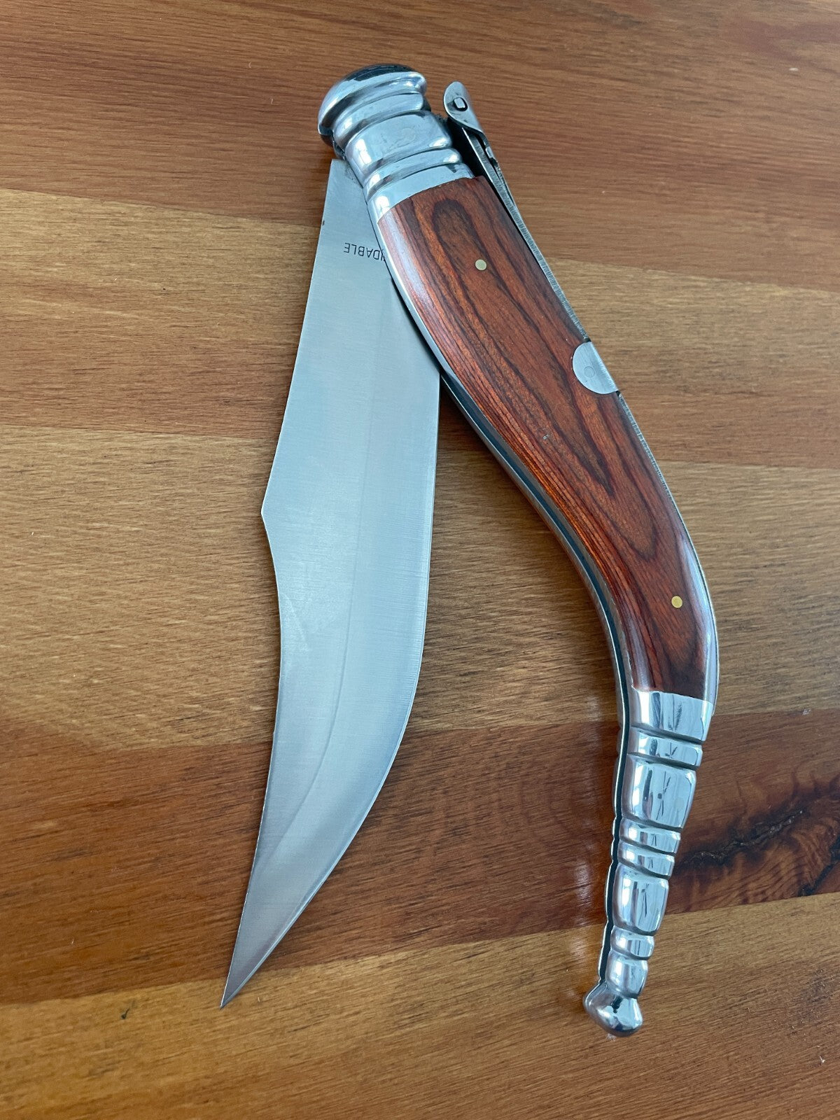 6.5” Navaja Sevillana Style Folding Knife Red Wood Scales From Spain - US Seller