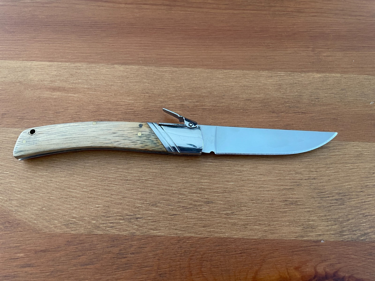 3.54" Spanish Navaja Pocket Knife Zebra Wood Scales With Ratchet & Billet Lock