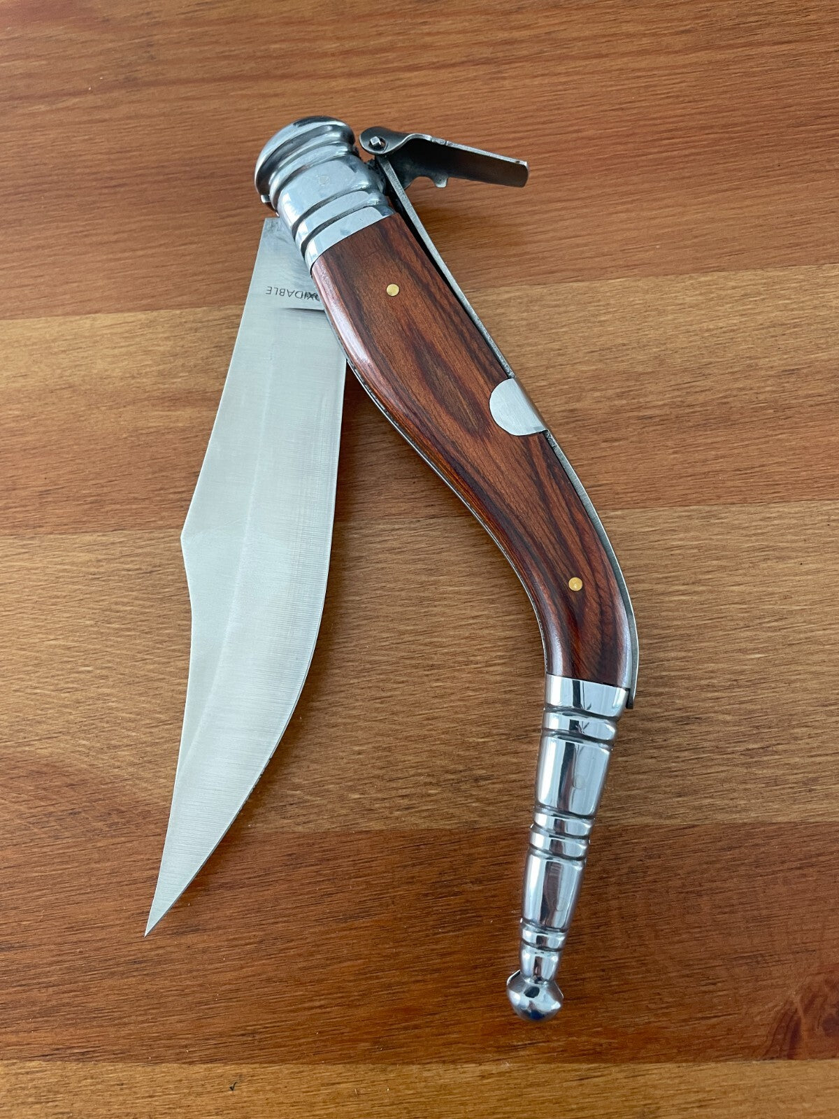 5.5” Navaja Sevillana Style Pocket Knife Red Wood Scales from Spain - US Seller
