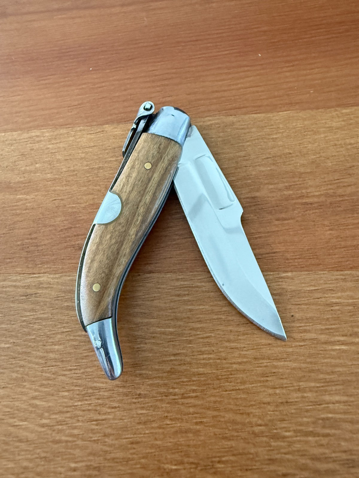 2.8" Steel Spanish Navaja Teja Albacete Folding Pocket Knife Olive Wood Scales