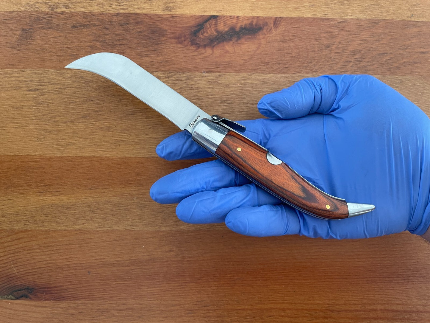 3.7" Hawkbill Skinning Tranchete Spanish Navaja Teja Pocket Knife Stainless