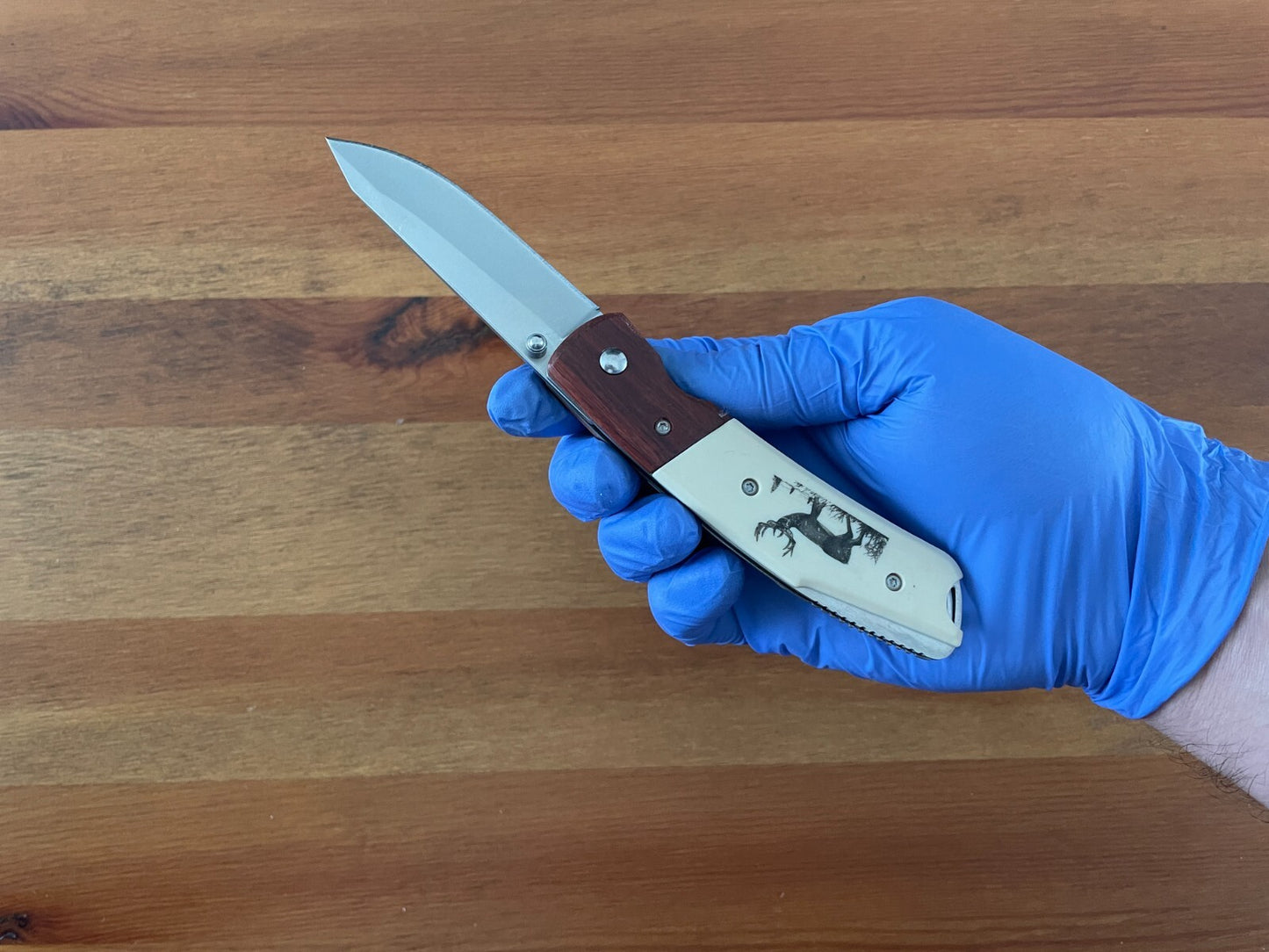 3.74-inch Folding Pocket Knife Navaja Wood and ABS Scales Deer Design From Spain
