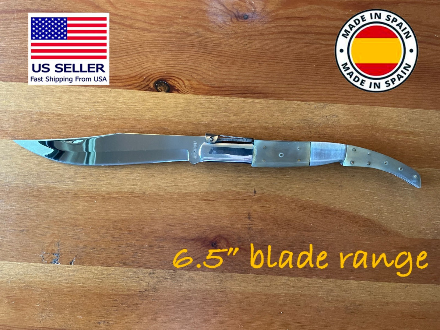 6.5" Arabian Style Navaja Folding Pocket Knife Bull Horn Scales Made in Spain