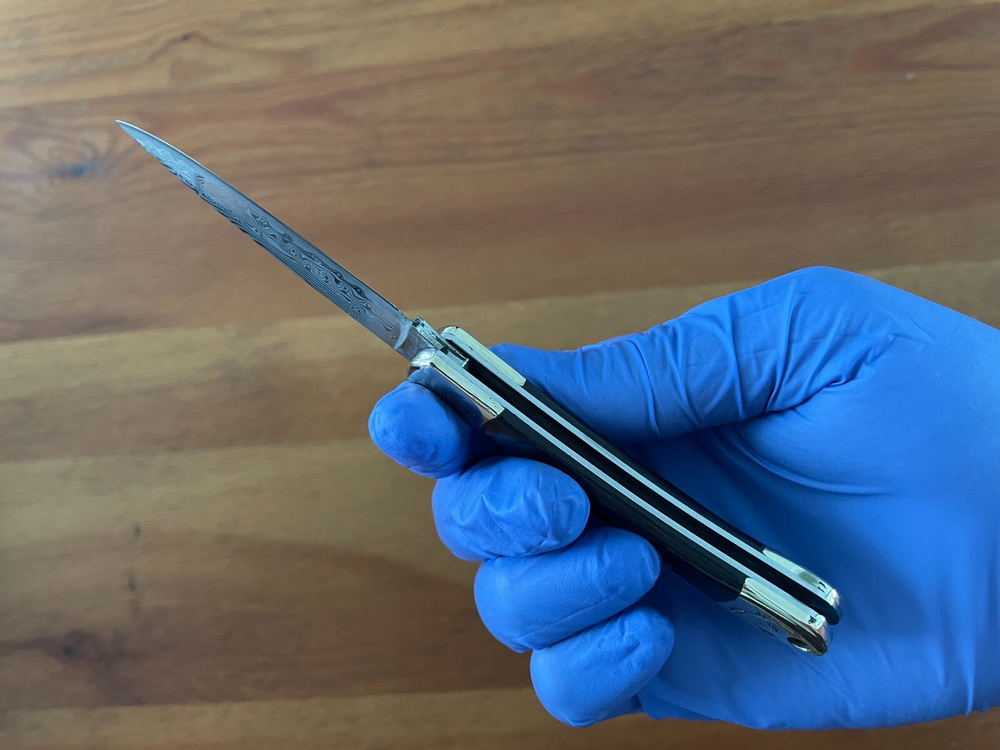 2.8” 67 Layers Damascus Navaja Pocket Knife with Ebony Scales Presentation Box