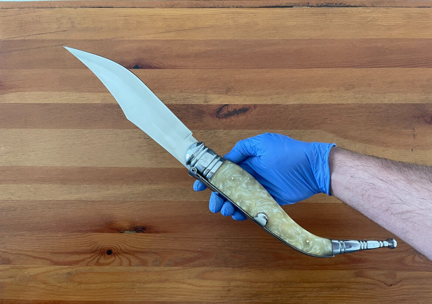 8.85" Giant Navaja Sevillana Folding Pocket Knife Nacre Imitation Handle Ratchet