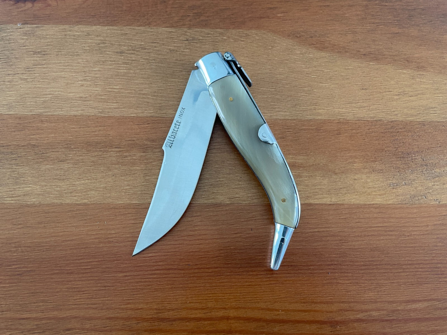 4.5” Spanish Navaja Teja Albacete Inox Pocket Knife Genuine Bull Horn Scales