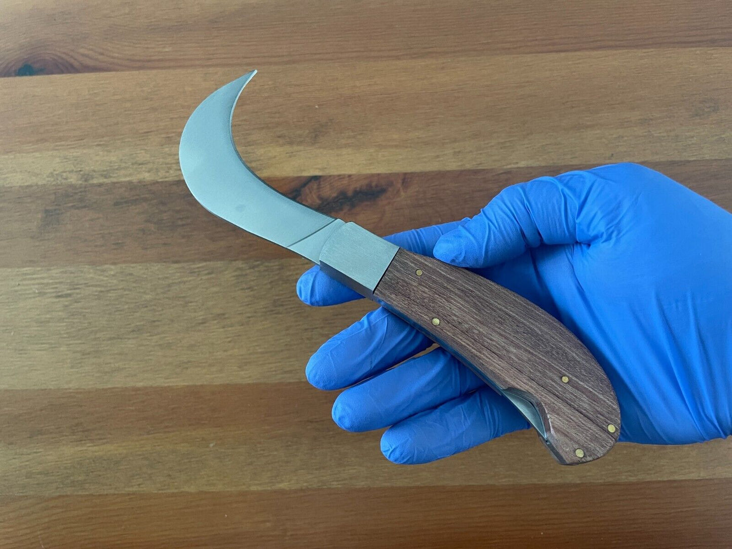 3.14" Hawkbill Tranchete Pocket Knife Wood Handle with Lockback From Spain