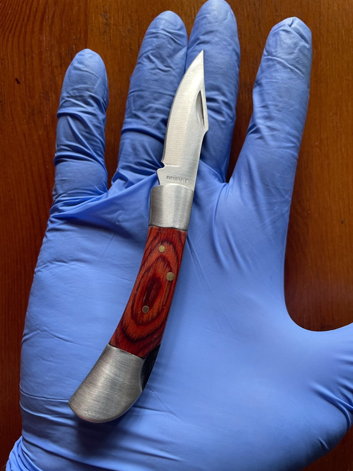 Small Pocket Knife 2" Blade Stainless Wood Scales With Lock From Spain