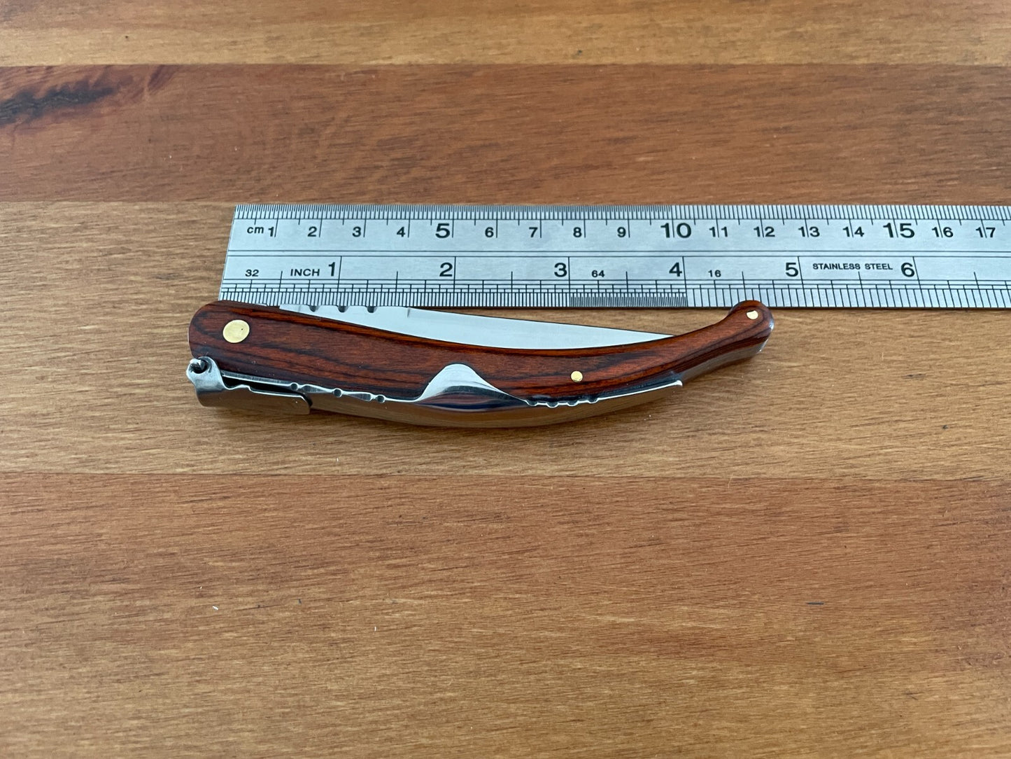 3.34 in. Spanish Navaja Folding Pocket Knife Red Stamina Wood Handle From Spain