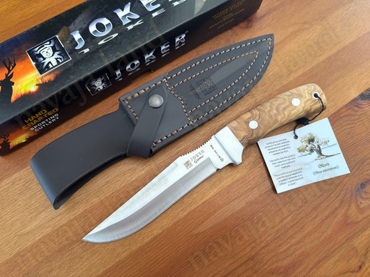 Joker Gamo Fixed Blade Hunting Knife 6.10" Mova 1.4116 Steel Olive Wood Handle