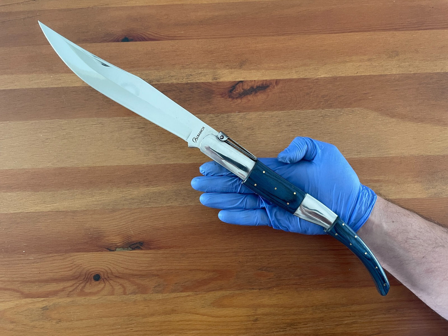 8.5" Arabian Style Navaja Folding Pocket Long Knife Blue Scales From Spain