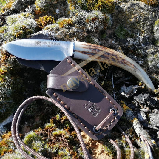 Joker Topo Hunting Knife Genuine Deer Horn Handle Leather Sheath Handmade Spain