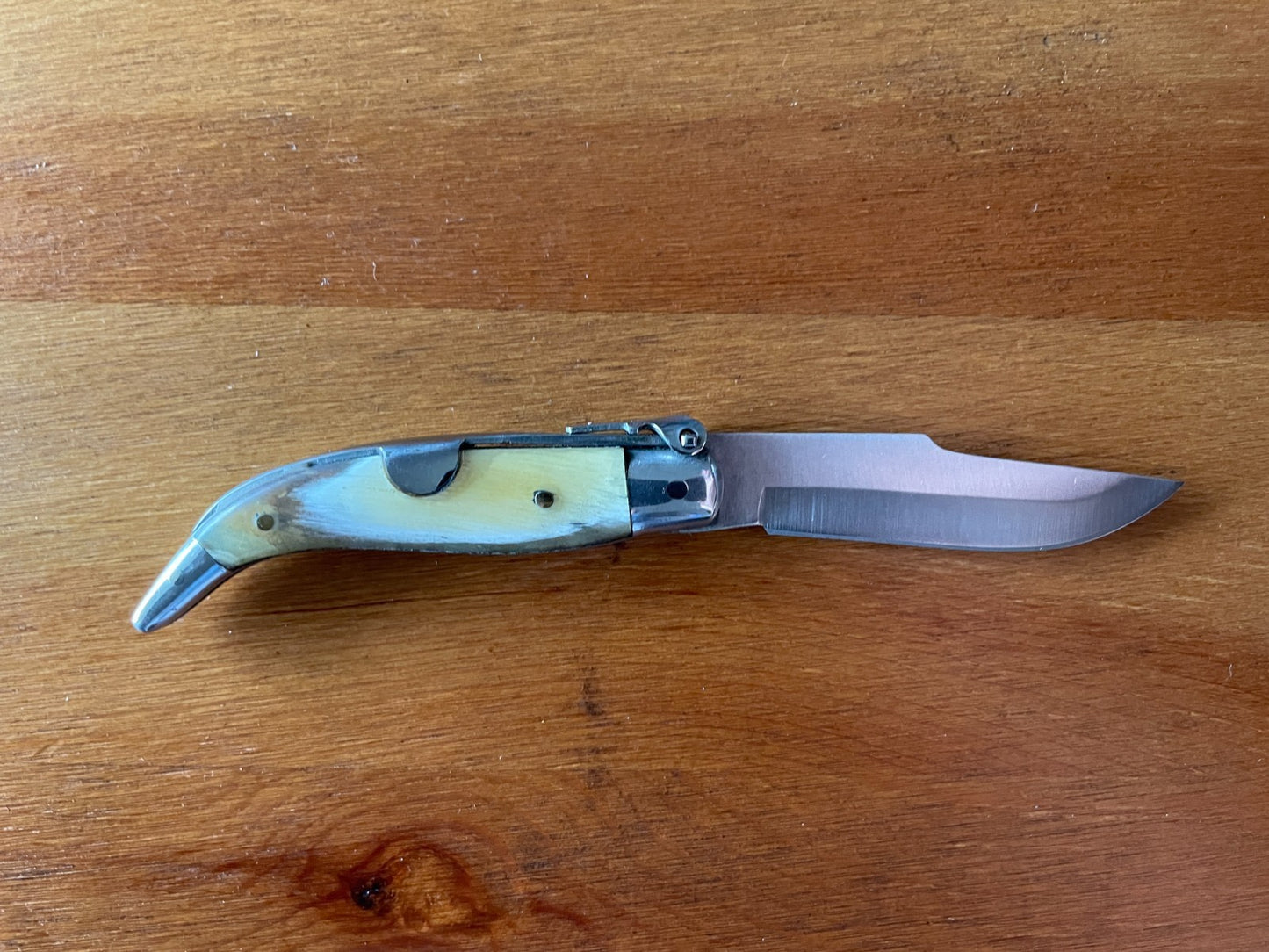 2.5” Stainless Steel Blade Spanish Navaja Pocket Knife Bull Horn Scales - Spain