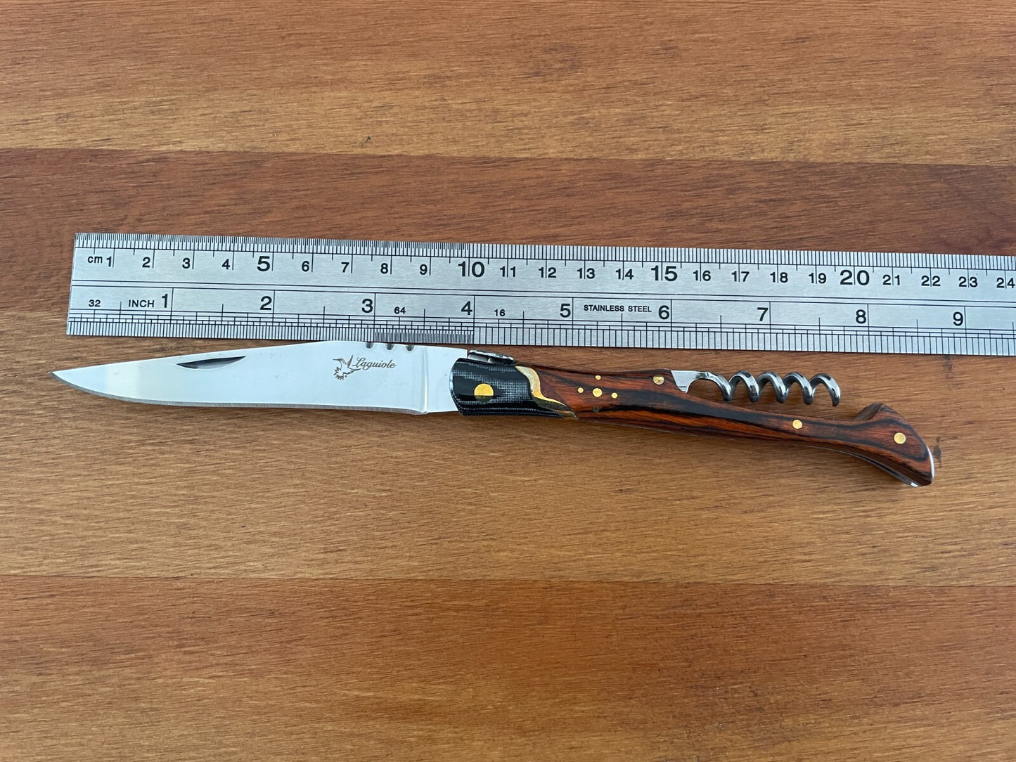 3.74” Navaja Laguiole Folding Pocket Knife Red Stamina/Mikarta Handle Corkscrew