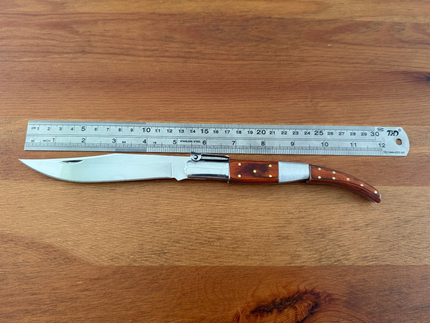 5.3" Arabian Style Navaja Folding Knife Red Wood Scales w/ Ratchet From Spain