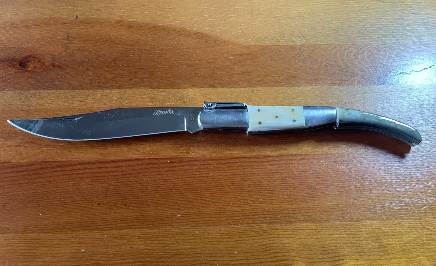 5.3" Arabian Style Navaja Folding Pocket Knife Bull Horn Scales With Ratchet
