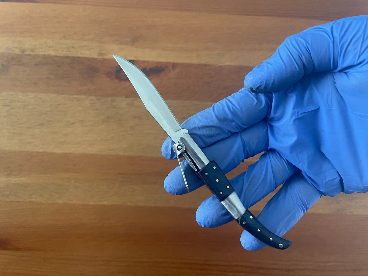 2.75” Arabian Style Navaja Folding Pocket Knife Blue Wood and Steel Handle