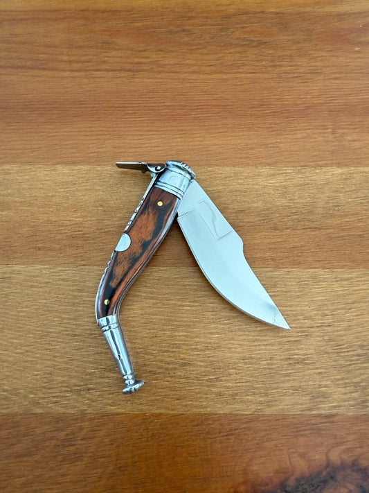 3” Spanish Navaja Jerezana Folding Knife Red Stamina Wood Scales With Ratchet