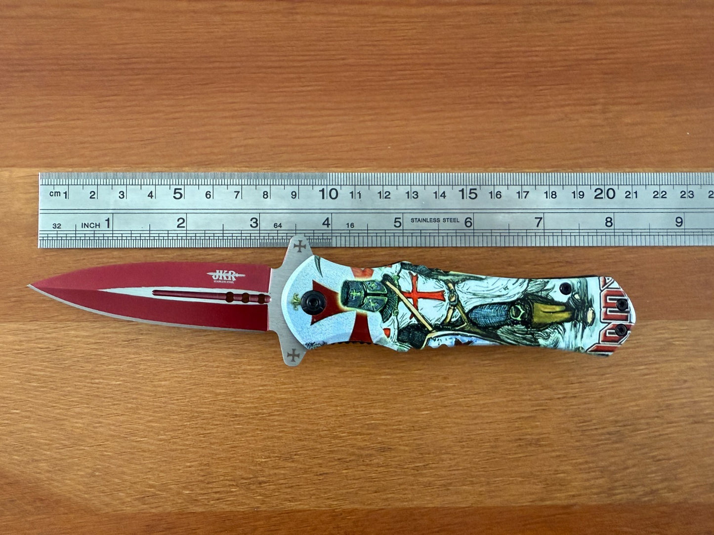 3.3 " / 8,5 CM - BLADE LENGHT FOLDING KNIFE TEMPLAR KNIGHT DRAWING HANDLE
