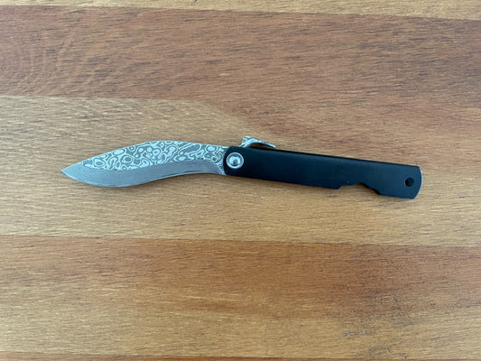 2.9" Navaja Higonokami Pocket Knife Falcata Blade 79-Layers Damascus with Sheath