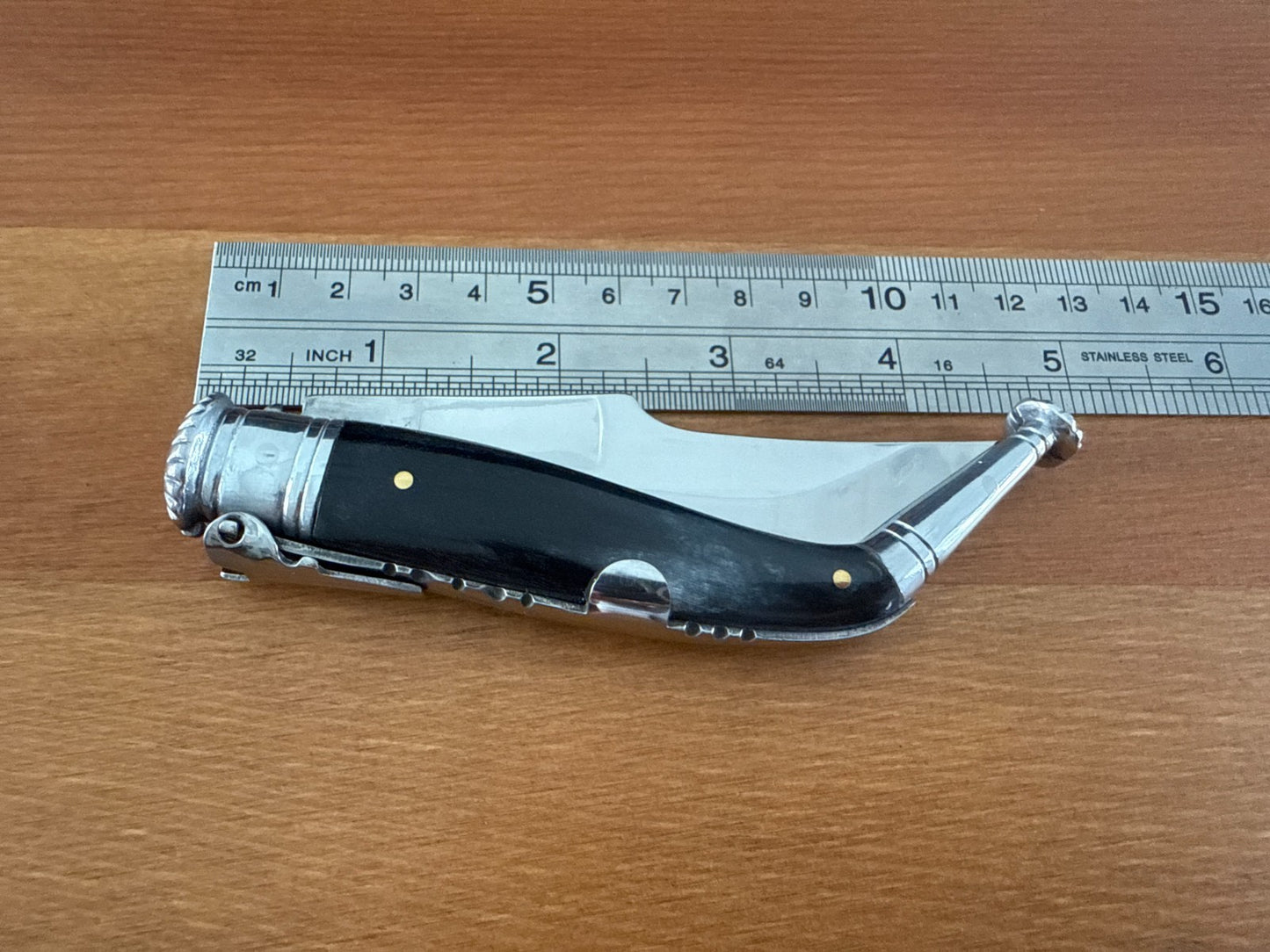3.3" Navaja Jerezana Pocket Knife Bullhorn Scales with Ratchet From Spain