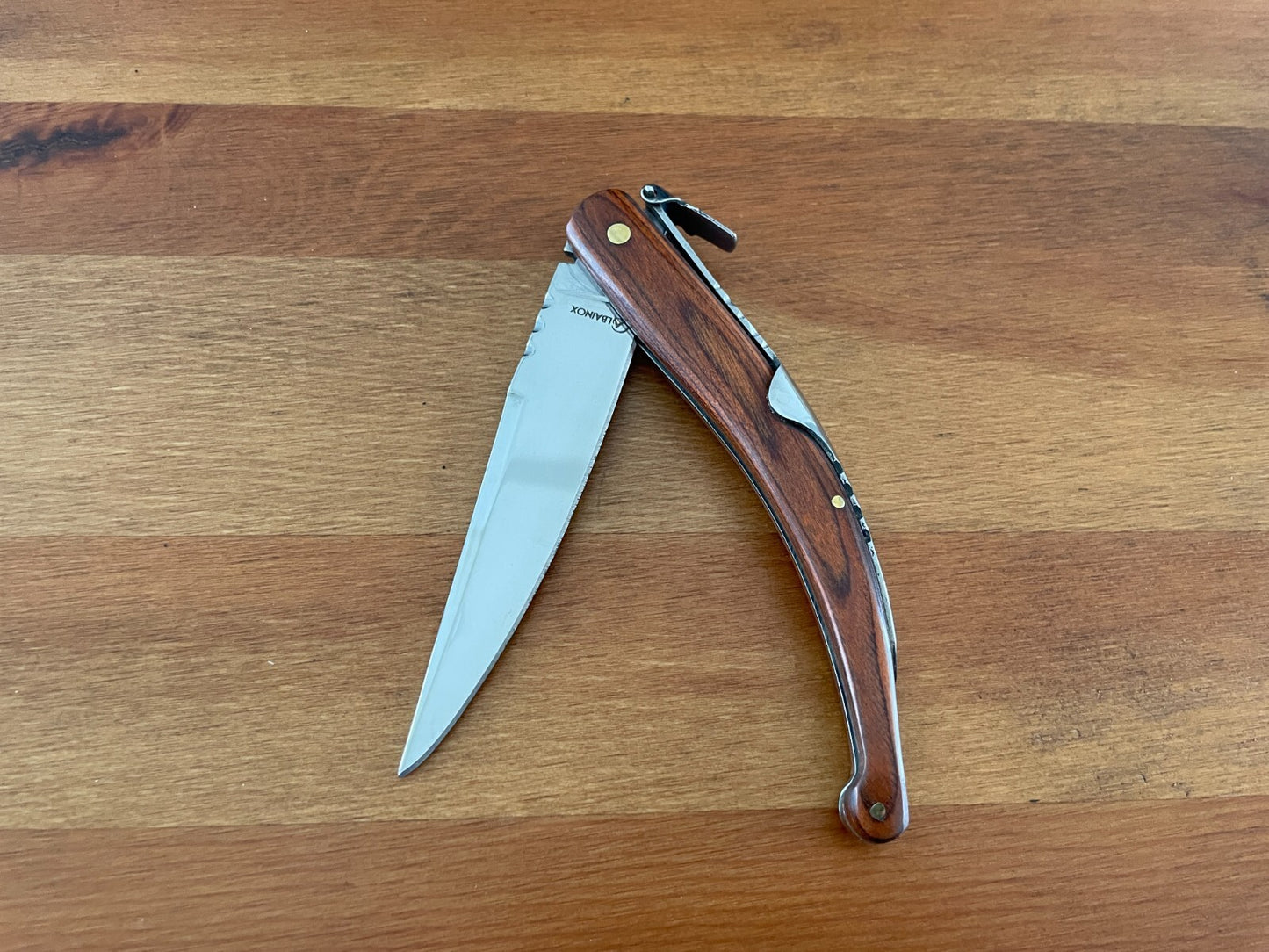 4.13 in. Spanish Navaja Folding Pocket Knife Red Stamina Wood Handle From Spain