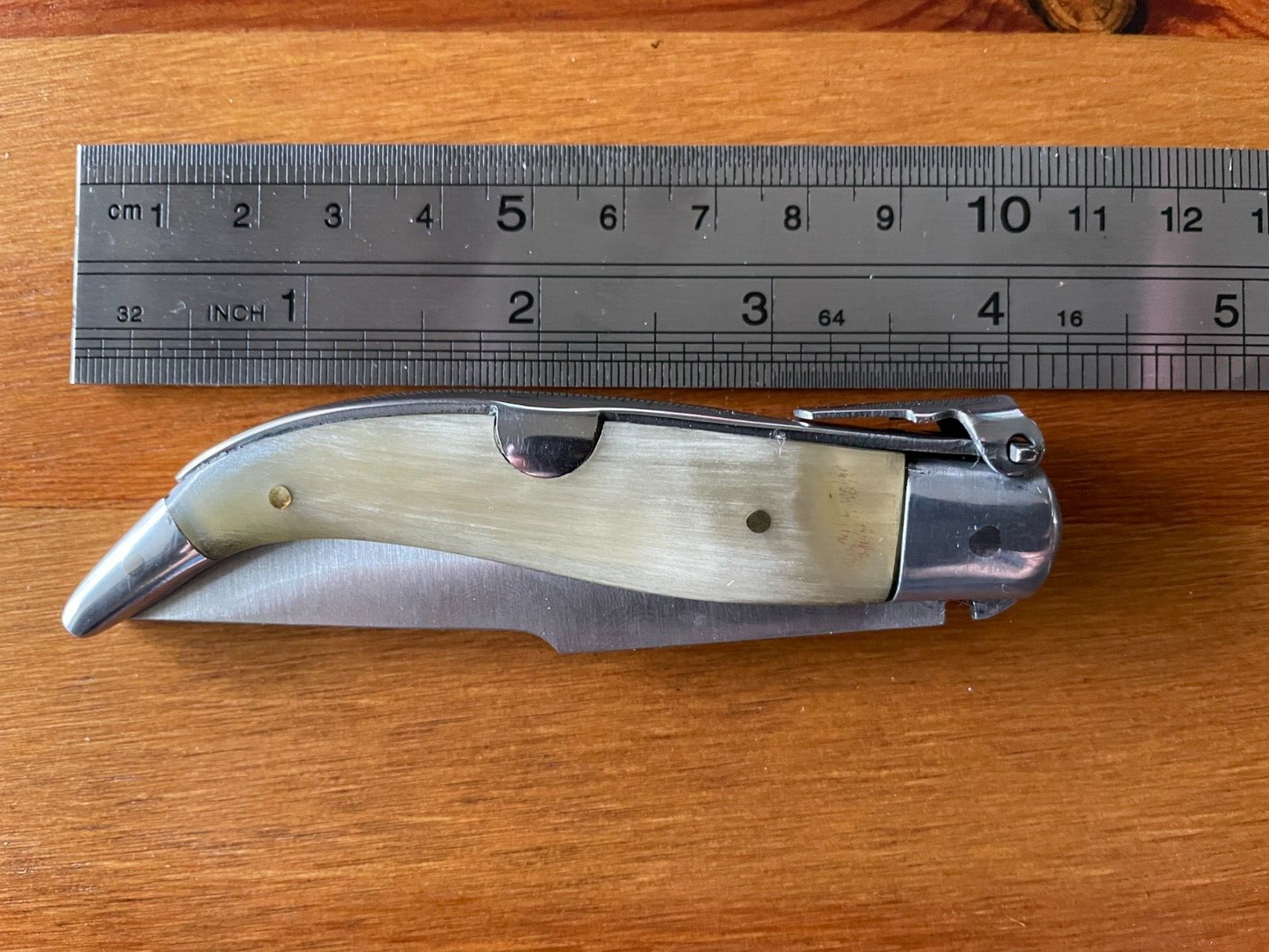 3.14” Spanish Navaja Pocket Knife Bull Horn Scales Handmade Unique - USA Seller