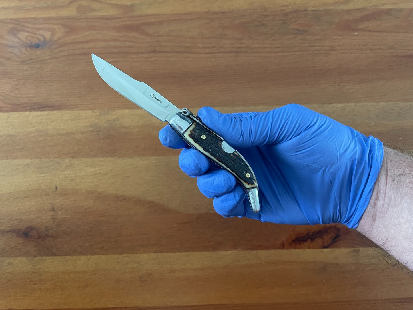 2.6" Stainless Spanish Navaja Teja Deer Antler Imitation Scales Billet Lock