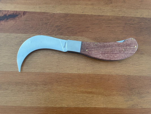 3.14" Hawkbill Tranchete Pocket Knife Wood Handle with Lockback From Spain