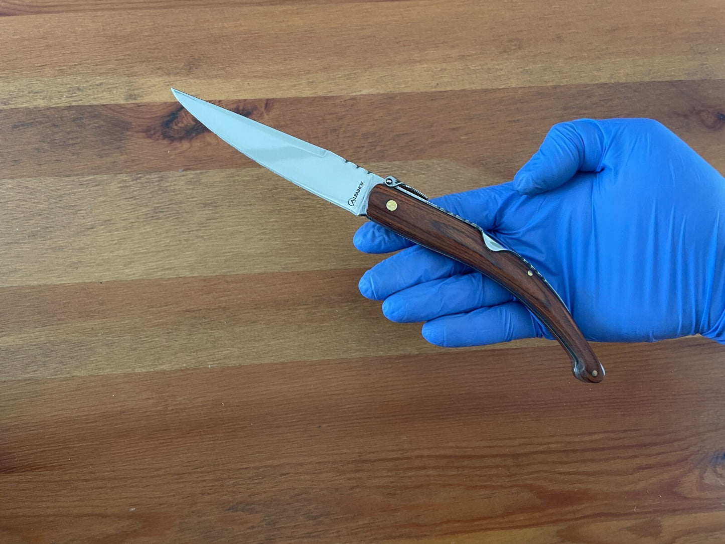 4.13 in. Spanish Navaja Folding Pocket Knife Red Stamina Wood Handle From Spain