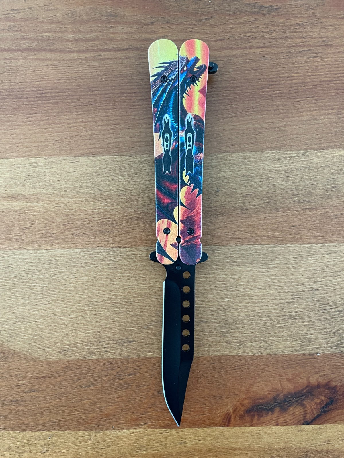 3.6" 420 Steel Black Finish Folding Pocket Knife Dragon Handle 3D Printed