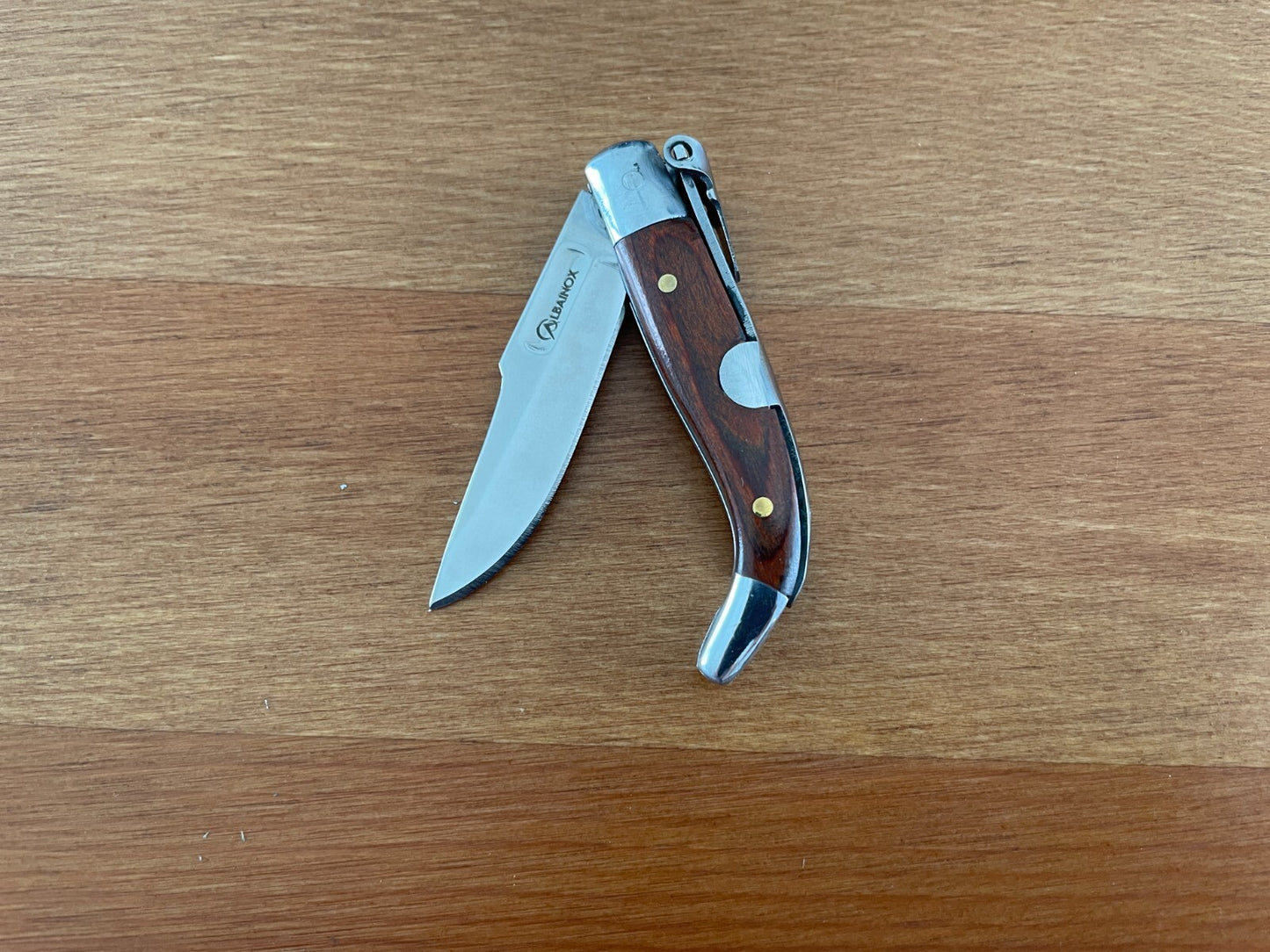 2” Spanish Navaja Teja Albacete Pocket Knife Red Stamina Wood Scales - US Seller