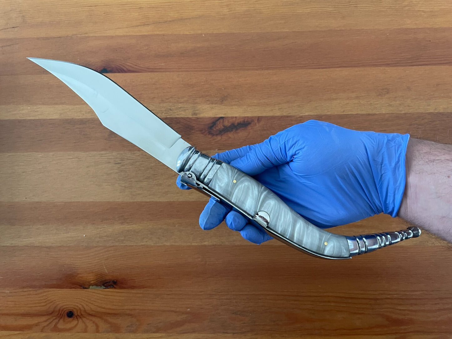 6.5" Spanish Navaja Sevillana Bandolera Pocket Knife Nacre Imitation w/ Ratchet