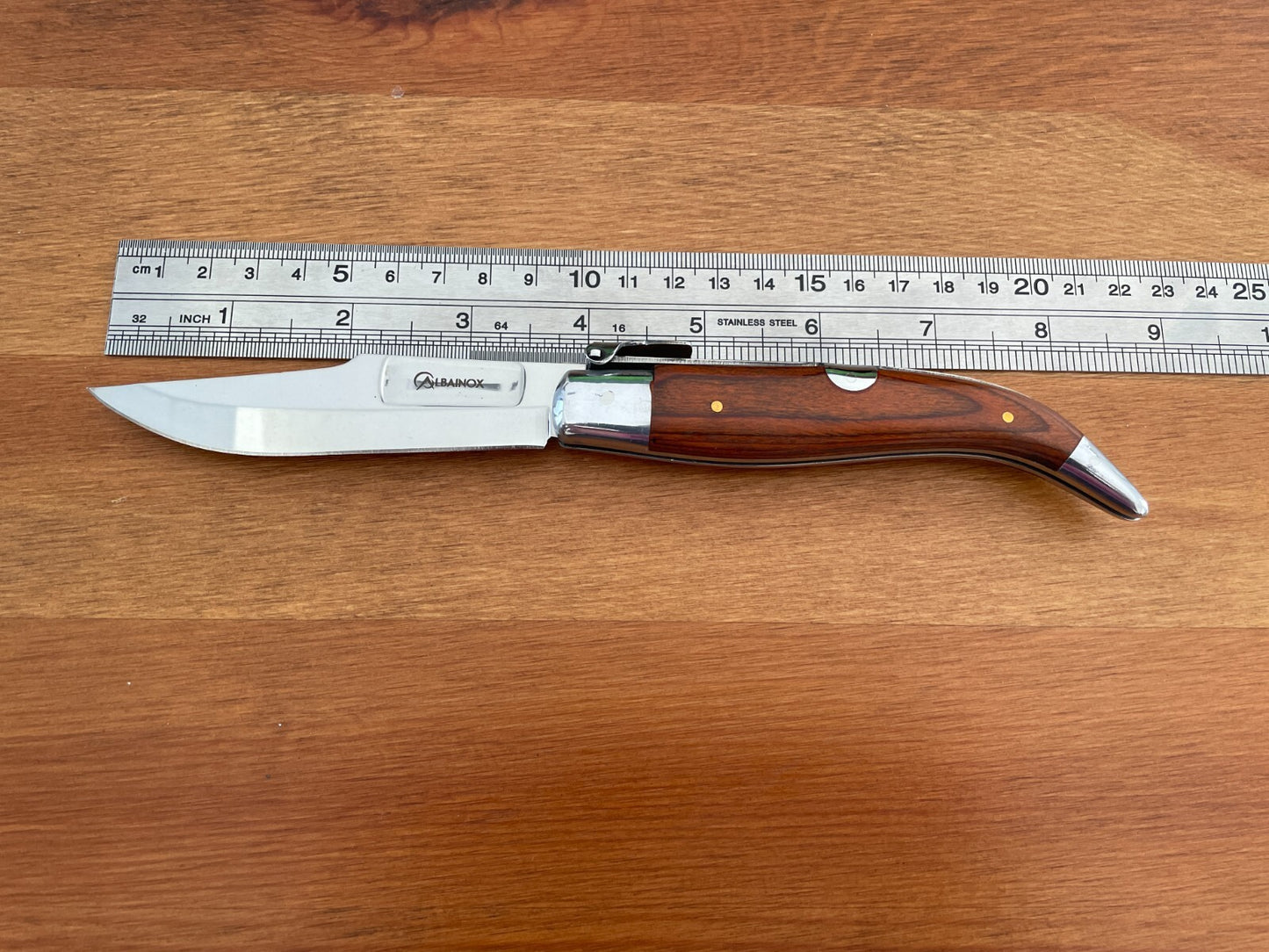 3.6” Spanish Navaja Teja Albacete Pocket Knife Red Stamina Scales - USA Seller