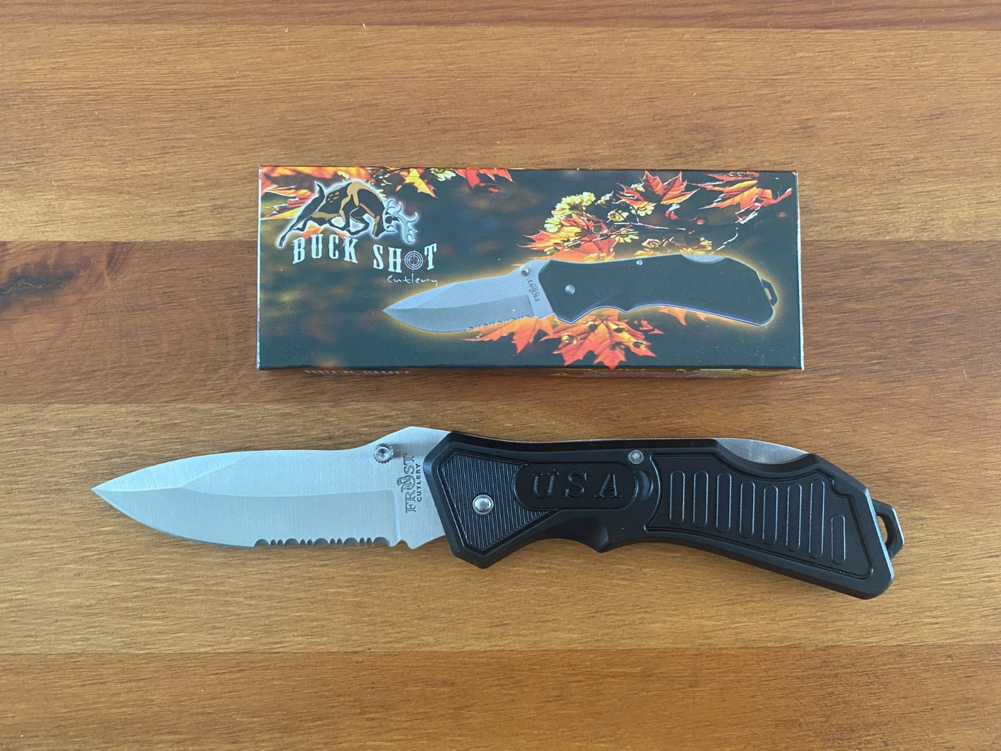 3.5" Blade Frost Cutlery Black Buckshot Tactical Folding Knife mfg 18-285B