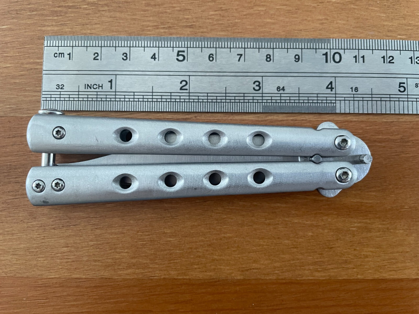 3.5" Stainless Steel Satin Blade Folding Pocket Knife Steel Handle with Holes
