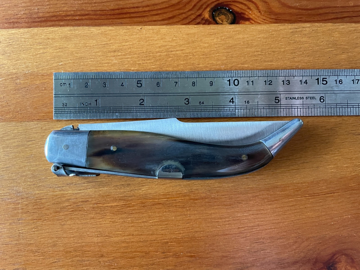 4.3" Spanish Navaja Pocket Knife Bull Horn Scales From Albacete - USA Seller
