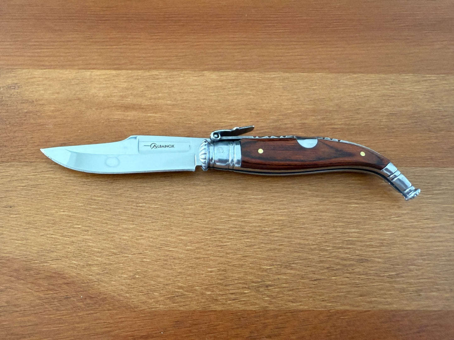 2.95” Spanish Navaja Teja Albacete Pocket Knife Red Stamina Wood Scales Spain