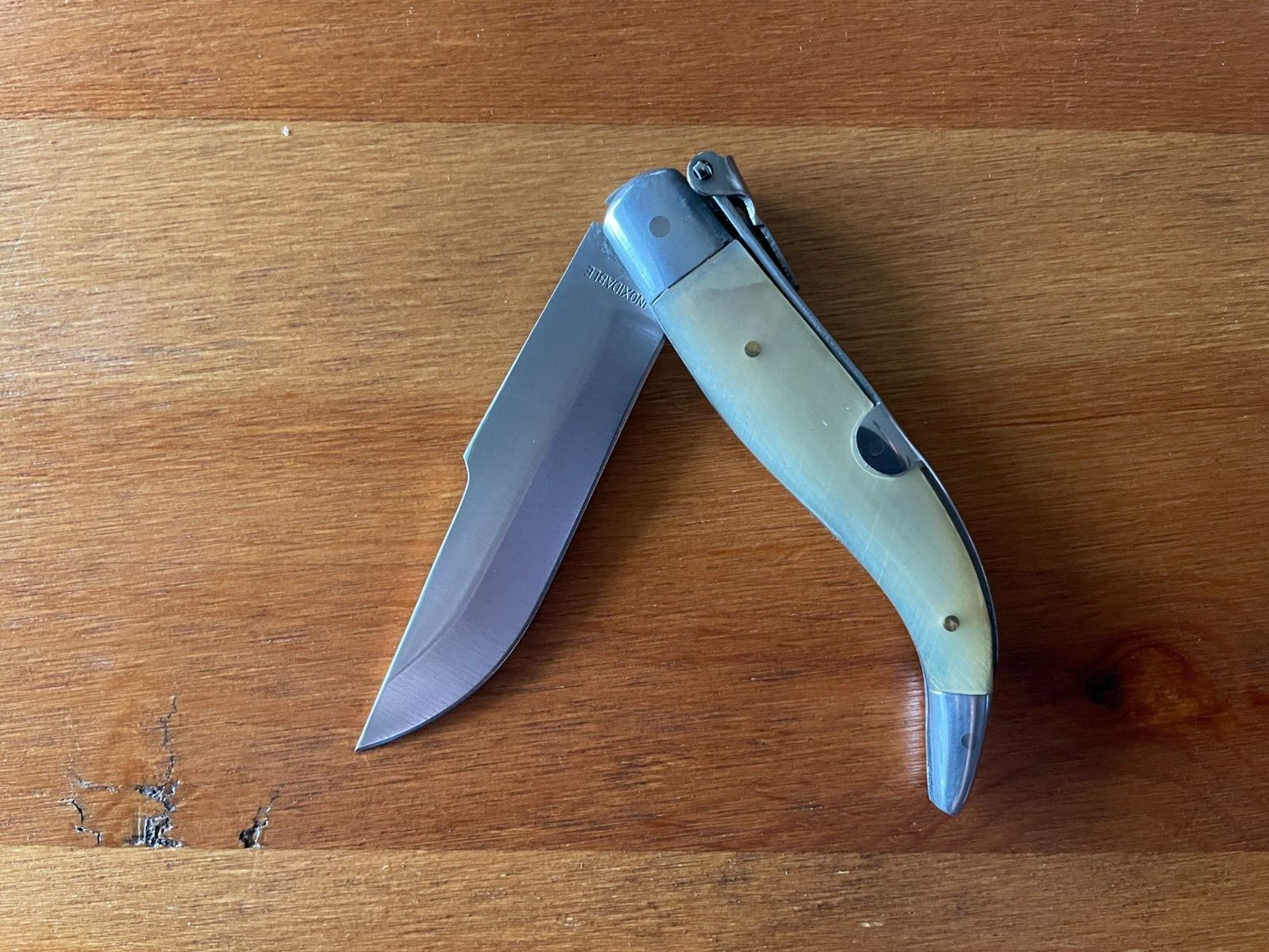 3.14” Spanish Navaja Pocket Knife Bull Horn Scales Handmade Unique - USA Seller