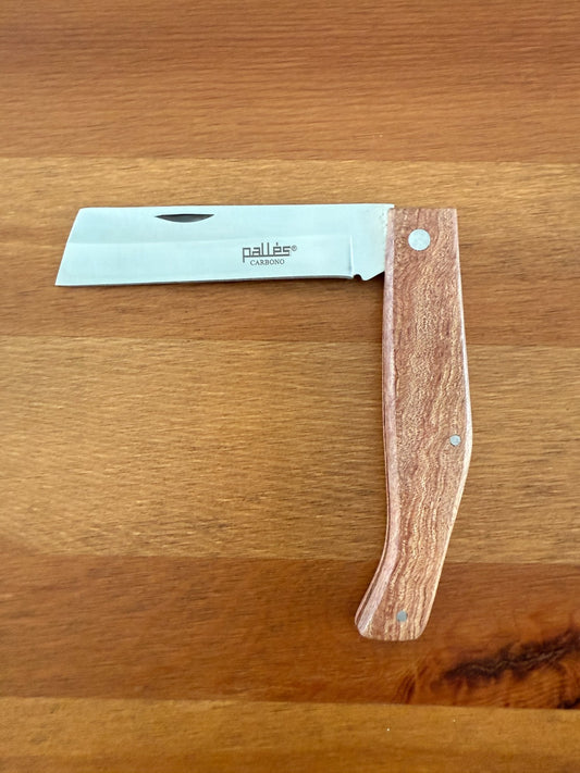 3.8" Pallés Carbon Steel Cut Tip Navaja Pocket Knife Wood Handle From Spain