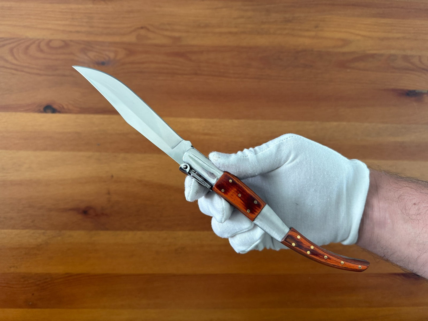 5.3" Arabian Style Navaja Folding Knife Red Wood Scales w/ Ratchet From Spain