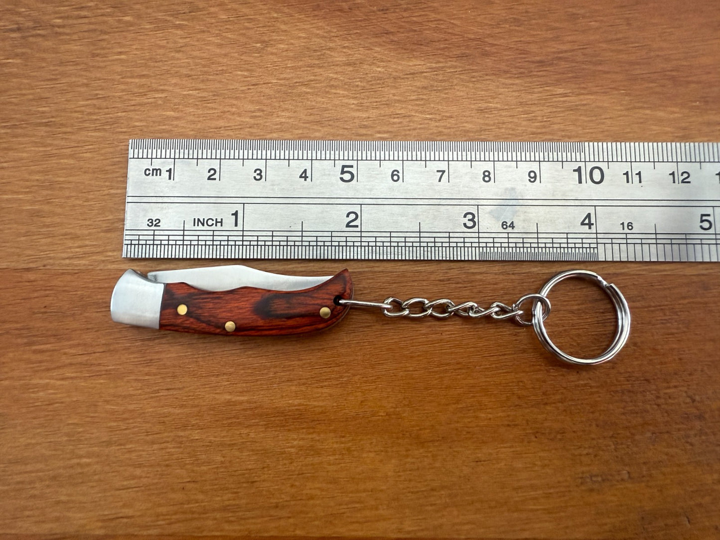 Keychain Mini Navaja 1.5" Stainless Steel Blade Slipjoint Wood Scales From Spain