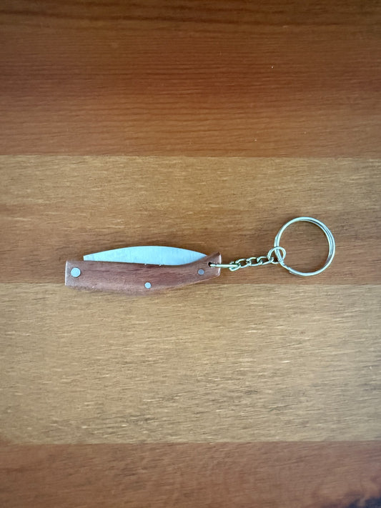 Keychain Mini Navaja 1.9" Stainless Steel Blade Slipjoint Wood Scales From Spain